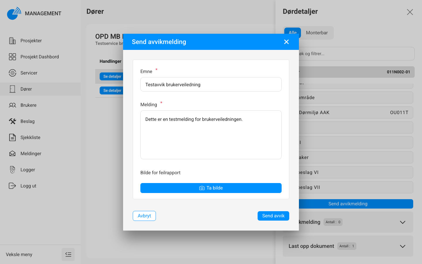 Utfylt avviksmelding